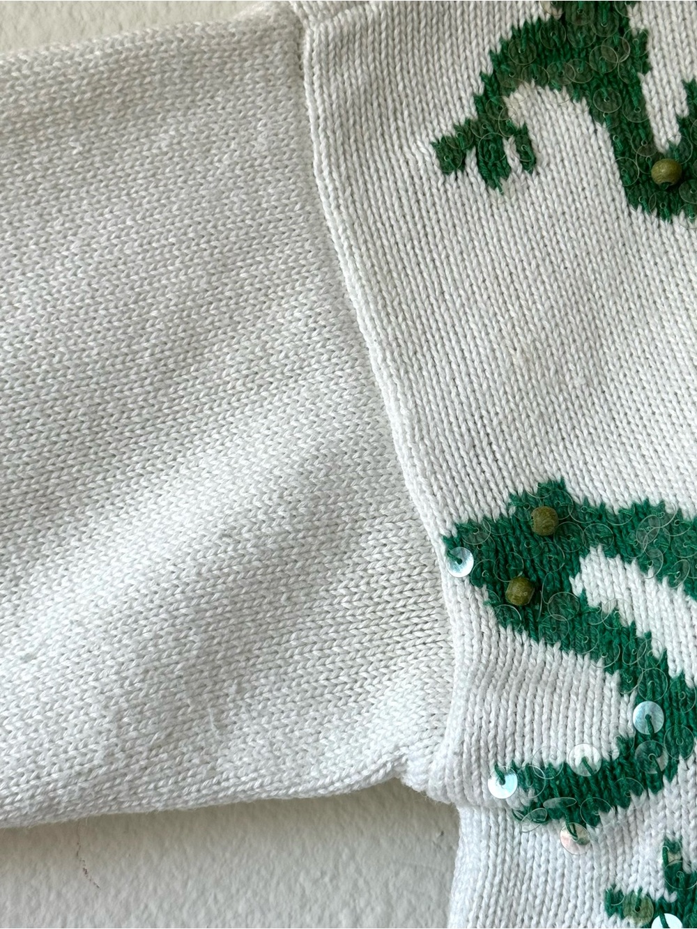 Vintage Janes Closet Frog Lily Pad Sequin Cardigan Sweater Art to Wear - Picture 4 of 12